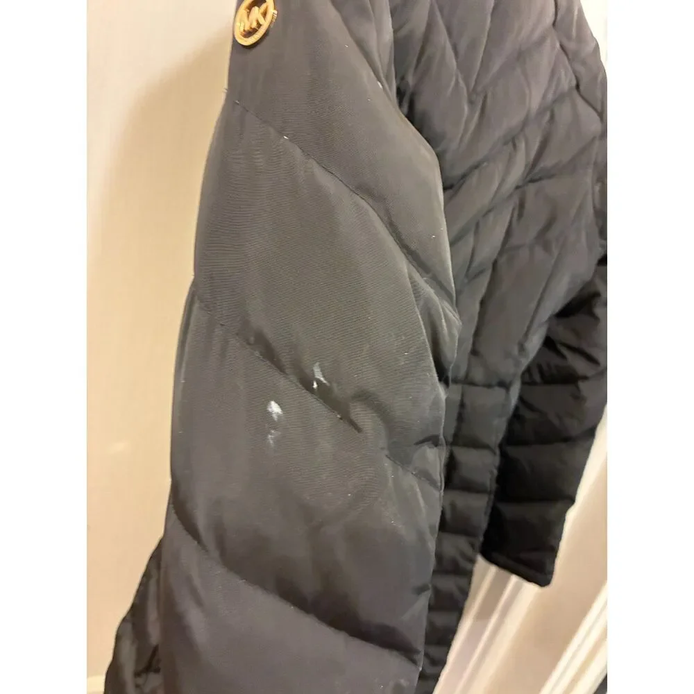 Michael Kors Black Quilted Down Puffer Long Jacket Coat   Women's Size Medium